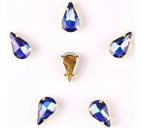 NIHUJALE Strass, Applique in Cristallo di Vetro a Forma di Goccia d'Acqua Sottile, Confezione da 50 Pezzi, 8 x 13 mm, con Griffe Dorate, da Cucire.(8x13mm 50pcs A5 Montana RB)