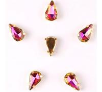 NIHUJALE Strass, Applique in Cristallo di Vetro a Forma di Goccia d'Acqua Sottile, Confezione da 50 Pezzi, 8 x 13 mm, con Griffe Dorate, da Cucire.(8x13mm 50pcs A11 Topaz RB)