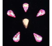NIHUJALE Strass, Applique in Cristallo di Vetro a Forma di Goccia d'Acqua Sottile, Confezione da 50 Pezzi, 8 x 13 mm, con Griffe Dorate, da Cucire.(8x13mm 50pcs A31 Red AB)