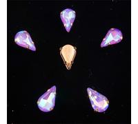 NIHUJALE Strass, Applique in Cristallo di Vetro a Forma di Goccia d'Acqua Sottile, Confezione da 50 Pezzi, 8 x 13 mm, con Griffe Dorate, da Cucire.(8x13mm 50pcs A29 Purple AB)