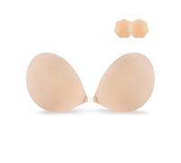 Niidor Reggiseno Adesivo Senza Spalline appiccicoso Invisibile Reggiseno Push up coperture del capezzolo in Silicone per Abito Senza Schienale (Carne Traspirante-C)