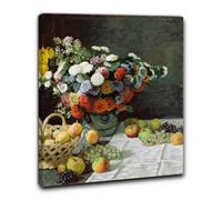 Niik Quadro natura morta con fiori e frutta di claude monet falso d' autore s...