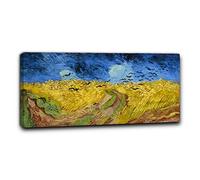 Niik Quadro + Telaio (BC) campo di grano con volo di corvi vincent van gogh 60 x 28,5 x 1,7 cm falso d'autore stampa su tela