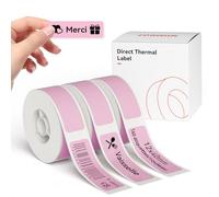 NIIMBOT 3 rotoli di etichette, etichette adesive per D110 D11 D101 H1S, 12 x 40 mm, rosa