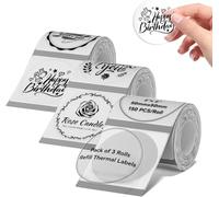 NIIMBOT 3 Rotoli di Etichette per etichettatrice B1 B21 B3S, 50x50 mm, laminate termiche autoadesive, impermeabili,antiolio,nastro di ricambio personalizzato modificabile,Rotondo trasparente