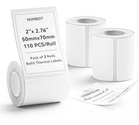 NIIMBOT 3 Rotoli di Etichette per etichettatrice B1 B21 B3S, 50x70 mm, laminate termiche autoadesive, impermeabili,antiolio,nastro di ricambio personalizzato modificabile,Bianco