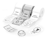 NIIMBOT 3 Rotoli di Etichette per etichettatrice B1 B21 B3S, 50x80 mm-Bianco,50x80mm-Trasparente,50x50mm-Rotondo, laminate termiche autoadesive, impermeabili,antiolio