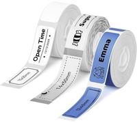 NIIMBOT 3 rotoli di etichette per stampante D110 D11 D101, bianco, 15 x 30 mm, trasparente, 14 x 50 mm, blu, 12 x 40 mm