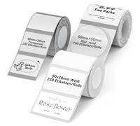 NIIMBOT 3 rotoli di etichette per stampante per etichette B1/B21/B3S, bianche, 50 x 30 mm, trasparenti, 40 x 30 mm, rotonde, trasparenti, 50 x 50 mm