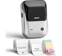 NIIMBOT B1 - Etichettatrice Bluetooth con etichette con 3 rotoli di etichette larghe, stampante di etichette adesive, compatibile con iOS Android e PC, per ufficio, negozio, casa, cucina (argento)