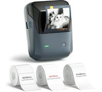 NIIMBOT B1 Pro - Stampante per etichette con 3 rotoli di etichette, 300 DPI HD, per foto, logo, parole, per casa, ufficio o negozio