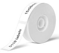NIIMBOT Carta termica per etichettatrice bianca, 1,5 cm x 5 cm, impermeabile, resistente agli strappi, ricambio per stampante di etichette D11/D110, ufficio e casa, 130 etichette/rotolo (15 x 50 mm)