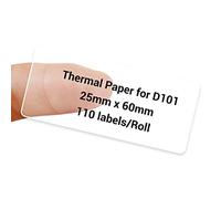 NIIMBOT Etichette adesive termiche D101, 25 x 60 mm, impermeabili, a prova di olio e antistrappo, per codici a barre NIIMBOT D101, 1 rotolo da 110 fogli (trasparenti)
