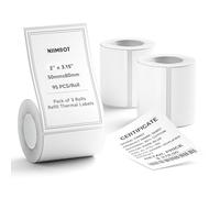 NIIMBOT Etichette per B1 B21 B3S, Etichette Termiche Autoadesive 50x80 mm, 3 Rotoli, Bianco