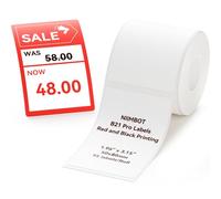 NIIMBOT Etichette per B21 Pro,etichette stampabili in rosso e nero, 50 x 80 mm,95 nastri/rotolo,applicabili a cartellini per negozi/Regali/segnaletica di avvertimento-Bianco
