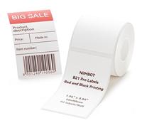 NIIMBOT Etichette per B21 Pro,etichette stampabili in rosso e nero,50 x 90 mm, 90 nastri/rotolo, etichette adesive, applicabili a cartellini per negozi/Regali/segnaletica di avvertimento