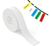 NIIMBOT Etichette per Cavi, 12,5×109 mm (0,49" x 4,29"), per Etichettatrice D11 D110 D101, 1 rotolo da 65 pezzi, Bianco