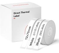 NIIMBOT Etichette per D110 D11 D101 H1S, Etichette Termiche Autoadesive 12x75 mm, 3 Rotoli, Bianco