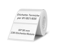 NIIMBOT Etichette per Etichettatrice B1 B21 B3S, Etichette Adesive 50 mm x 30 mm, 230 pezzi per rotolo, Bianco