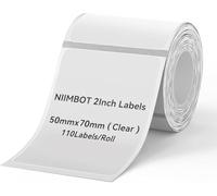 NIIMBOT Etichette per Etichettatrice B1 B21 B3S, Etichette Adesive 50 mm x 70 mm, 110 pezzi per rotolo, trasparente
