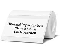 NIIMBOT Etichette per etichette B3S Label Maker, 2,76 "x1,57" (70 x 40 mm), nastro impermeabile antistrappo, 1 rotolo di 180 etichette autoadesive (bianco)