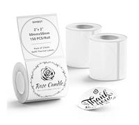 NIIMBOT Set di 3 rotoli di nastro per etichette per stampante per etichette B1/B21/B3S, 50 x 50 mm, nastro termico rotondo impermeabile per logo/regalo/codice a barre/barattoli da cucina (bianco)