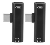 Niiyen 2 pezzi 2 in 1 da tipo C a 3,5 mm cavo audio ausiliario, adattatore distributore auricolare per caricabatterie (Nera)