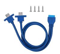 Niiyen Cavo Dati USB3.0, Cavo USB3.0 da 19PIN a 2AF Anteriore per Montaggio a Pannello della Scheda Madre con Foro per Vite Adatto per WinXP/2003/VISTA/2008/Win 7/WIN8 32/64(0,5 m)