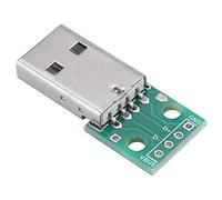 Niiyen Scheda Adattatore da USB a Dip, 10 Pezzi USB Tipo A Maschio da Spina a Scheda Adattatore Dip 4 Pin Passo 2,54 mm, Spina Maschio Tipo USB Standard, per Alimentatore USB Fai da Te, breadboard