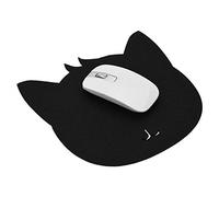 Niiyen Tappetino per mouse, tappetino per mouse da tavolo in feltro antistatico a forma di gatto, tappetini per scrivania antipolvere per ufficio, antistatico e antigraffio(Nero)
