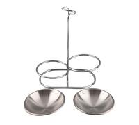 Niiyen Vertical Soup Hollepelhouder, Spoon Rest roestvrij staal, gemakkelijke toegang kookgerei Stand, voor keukenkookgerei Hot Pot (Zilver met 2 plaat)