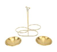 Niiyen Vertical Soup Hollepelhouder, Spoon Rest roestvrij staal, gemakkelijke toegang kookgerei Stand, voor keukenkookgerei Hot Pot (Goud met 2 plaat)