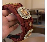 Niiyyjj Elastici per capelli intrecciati da donna, accessori per capelli alla moda, con strass, ampia fascia elastica rossa