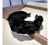 Niiyyjj Fasce per capelli intrecciate nere per donne in velluto cerchietto elastico incrociato fasce per capelli accessori per capelli neri