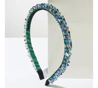 Niiyyjj Fascia morbida e sottile per donne strass fascia per capelli perline lunetta accessori per capelli moda copricapo GN8Blue