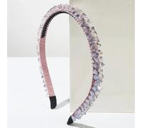 Niiyyjj Fascia morbida e sottile per le donne strass fascia per capelli perline lunetta accessori per capelli moda copricapo viola