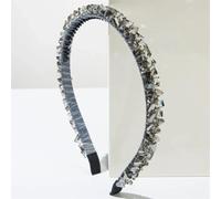 Niiyyjj Fascia morbida e sottile per le donne strass fascia per capelli perline lunetta accessori per capelli moda copricapo nero