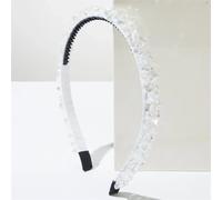 Niiyyjj Fascia morbida e sottile per le donne strass fascia per capelli perline lunetta accessori per capelli moda copricapo bianco