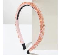 Niiyyjj Fascia morbida e sottile per le donne strass fascia per capelli perline lunetta accessori per capelli moda copricapo champagne pinrk