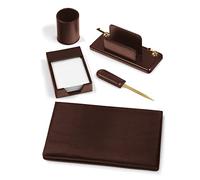 Servizio scrittoio in similpelle 5 componenti marrone Niji Italiana