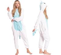 nikcorp - Pigiama da Donna e Bambino, Tuta Pigiama da Donna, Costume Cosplay Onesie - in Materiale Morbido e Caldo - Taglie per Bambini e Adulti - Unicorno, Blu, M