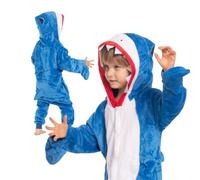 nikcorp - Pigiama da Donna e Bambino, Tuta Pigiama da Donna, Costume Cosplay Onesie - in Materiale Morbido e Caldo - Taglie per Bambini e Adulti - Squalo, Blu, 105-115