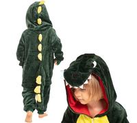 nikcorp - Pigiama da Donna e Bambino, Tuta Pigiama da Donna, Costume Cosplay Onesie - in Materiale Morbido e Caldo - Taglie per Bambini e Adulti - Dinosauro, Verde, 125-135