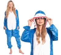 nikcorp - Pigiama da Donna e Bambino, Tuta Pigiama da Donna, Costume Cosplay Onesie - in Materiale Morbido e Caldo - Taglie per Bambini e Adulti - Squalo, Blu, XL