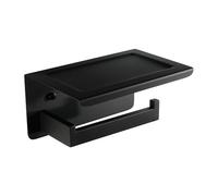 NIKCORP - Porta Carta Igienica con Ripiano, Porta Carta in Acciaio Inox Spazzolato, Porta Carta a Parete per Bagno - Nero Opaco