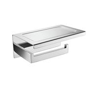 NIKCORP - Porta Carta Igienica con Ripiano, Porta Carta in Acciaio Inox Spazzolato, Porta Carta a Parete per Bagno - Cromo Argento