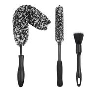 NIKCOSMK Kit di 3 spazzole per la Pulizia di Ruote e Pneumatici, Spazzola per Ruote e Cerchioni, spazzole per Dettagli Auto, Set di spazzole per la Pulizia dei Cerchioni dell'auto Pieghevoli e