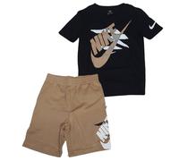 Nike 3Brand Completo T-Shirt e Shorts da Ragazzi Icon Duo Big Logo Nero Taglia XL (158-170 CM) Codice 9Q0615-023