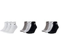 Nike 9 paia di calzini One Quater Socks Uomo Donna Calzino Corto alla Caviglia, codice colore +, 3 paia, bianco, 6 paia multicolore, 38-42