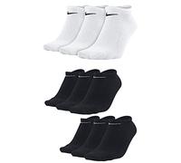 Nike 9 paia di calzini per sneaker, senza show, colore: nero/bianco/multicolore 3 paia bianche + 6 paia di nere L